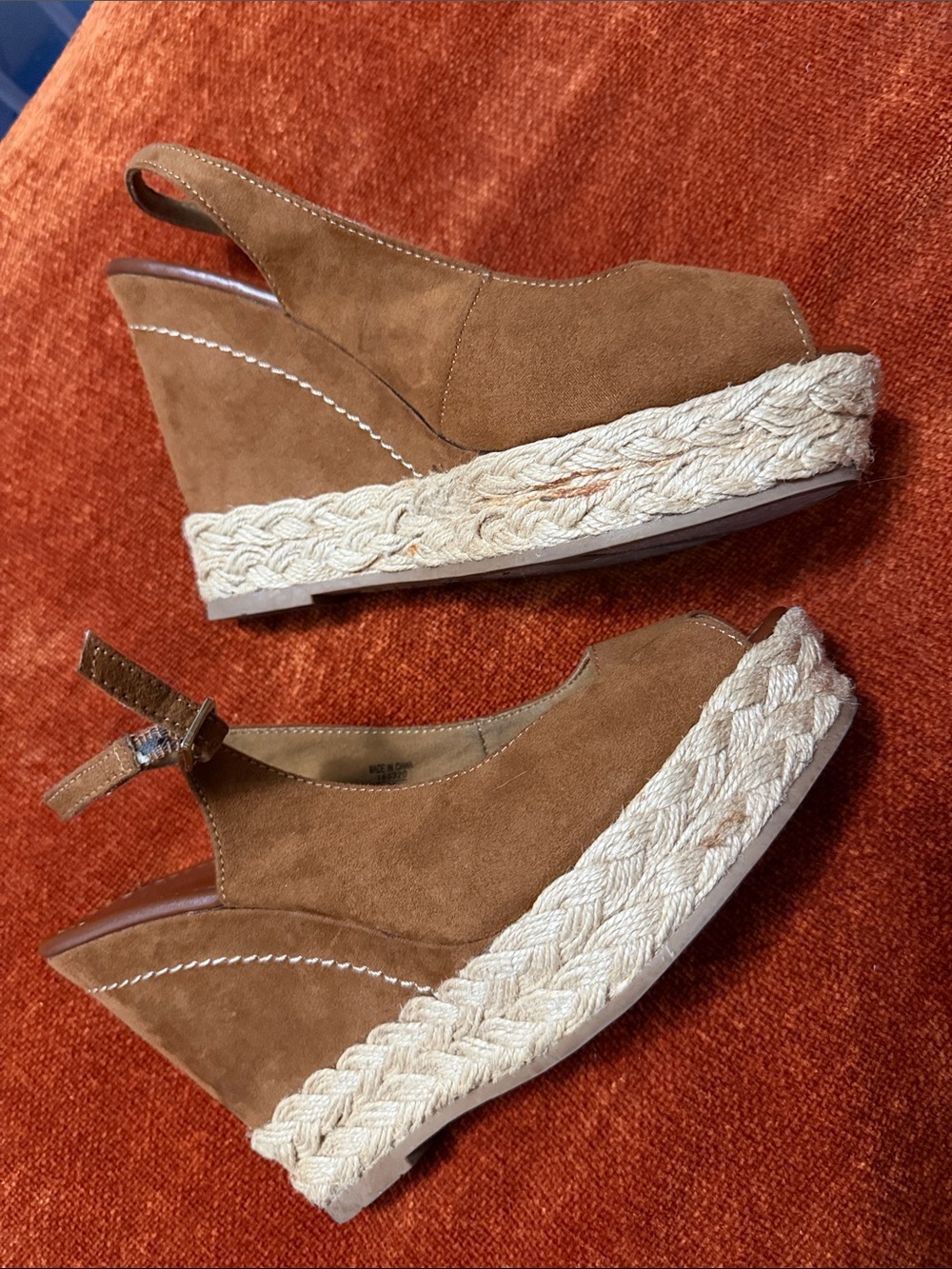 Brash | Brown Suede Espadrille Wedge Slingback | 8.5